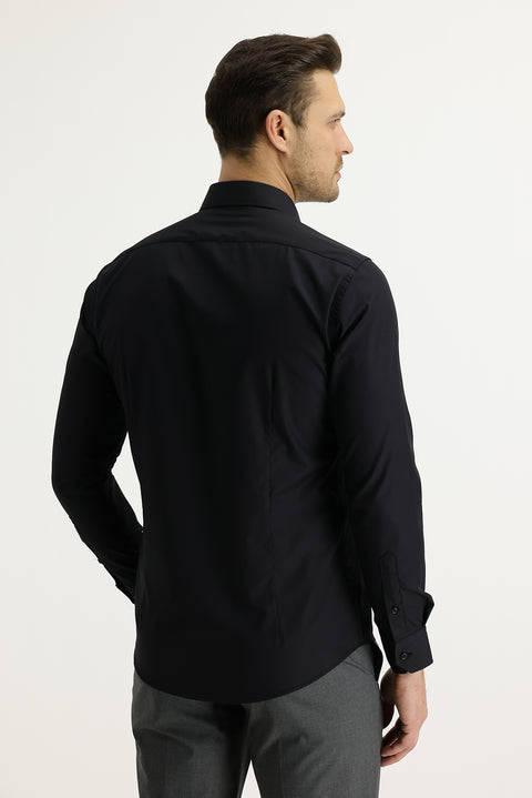 Black Long Sleeve Slim Fit Classic Cotton Shirt