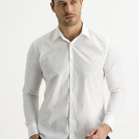Beyaz Uzun Kol Slim Fit Dar Kesim Klasik Pamuklu Gömlek