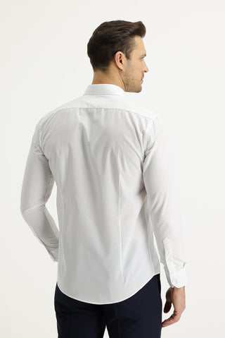 Beyaz Uzun Kol Slim Fit Dar Kesim Klasik Pamuklu Gömlek