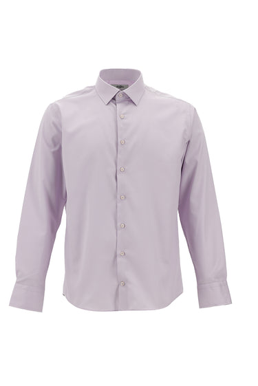Lila Uzun Kol Slim Fit Dar Kesim Klasik Non Iron Pamuklu Gömlek