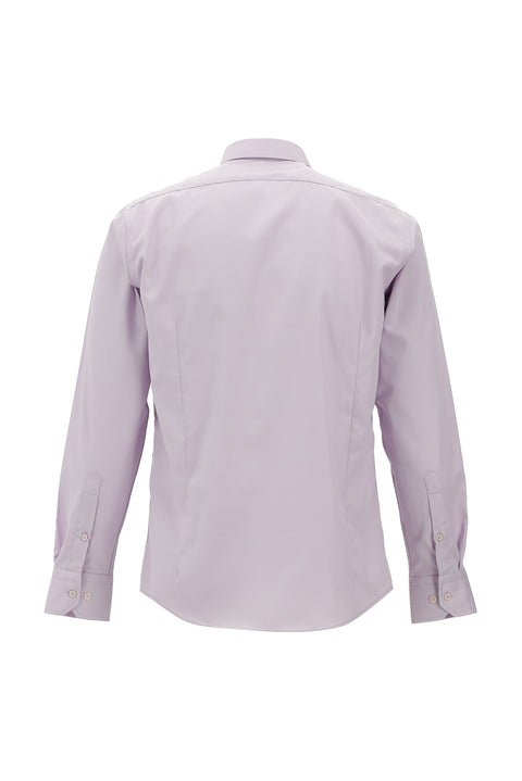 Lila Uzun Kol Slim Fit Dar Kesim Klasik Non Iron Pamuklu Gömlek