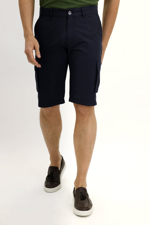 Koyu Lacivert Slim Fit Dar Kesim Bermuda Şort