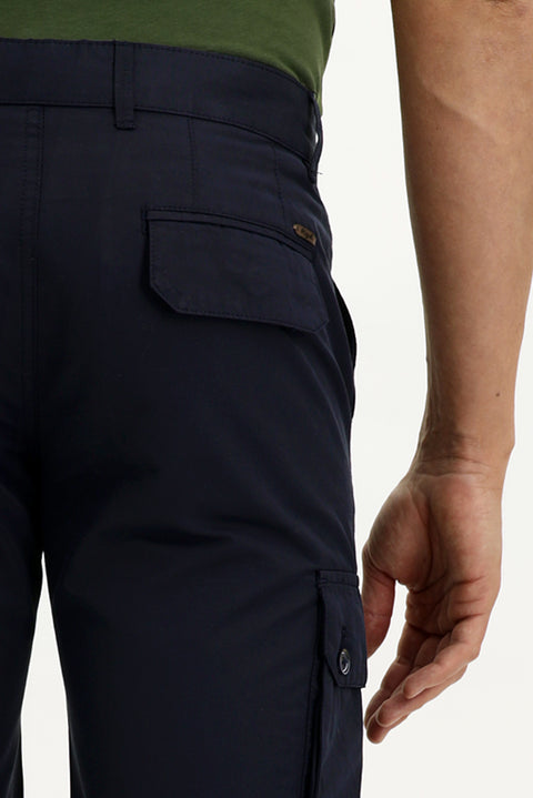 Koyu Lacivert Slim Fit Dar Kesim Bermuda Şort