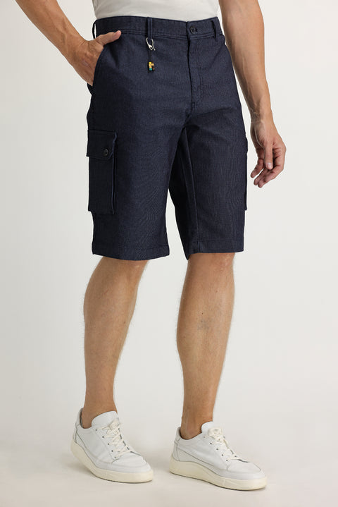 Koyu Mavi Relaxed Fit Rahat Kesim Bermuda Şort