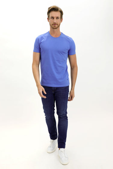 Koyu Havacı Bisiklet Yaka Slim Fit Dar Kesim Pamuk Tişört