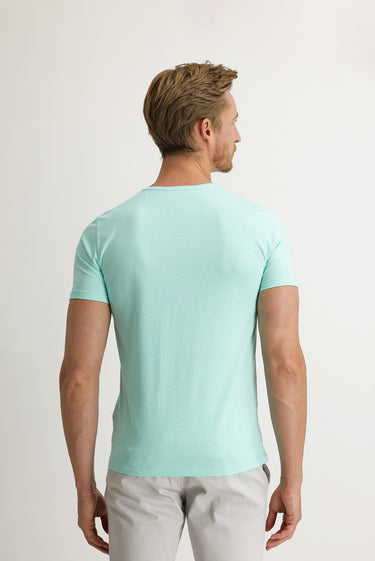 Su Mavisi Bisiklet Yaka Slim Fit Dar Kesim Pamuk Tişört