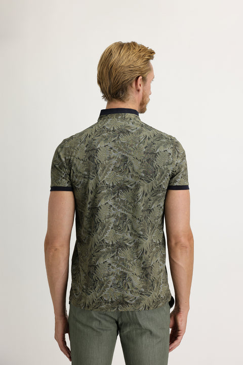 Medium Khaki Slim Fit Narrow Cut Button-Down Collar Printed Cotton T-Shirt