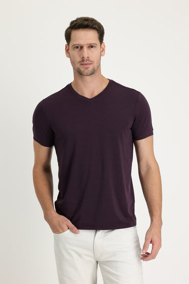 Mürdüm V Yaka Slim Fit Dar Kesim Nakışlı Tişört