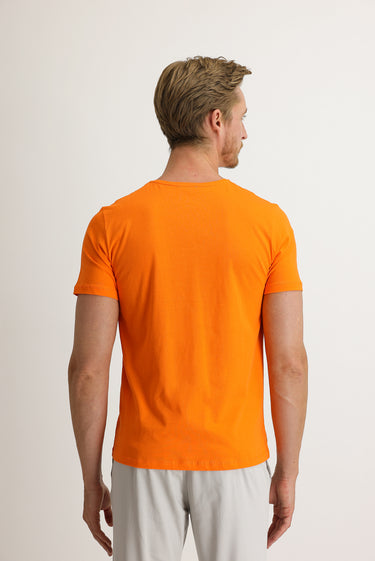 Açık Turuncu V Yaka Slim Fit Dar Kesim Pamuk Tişört