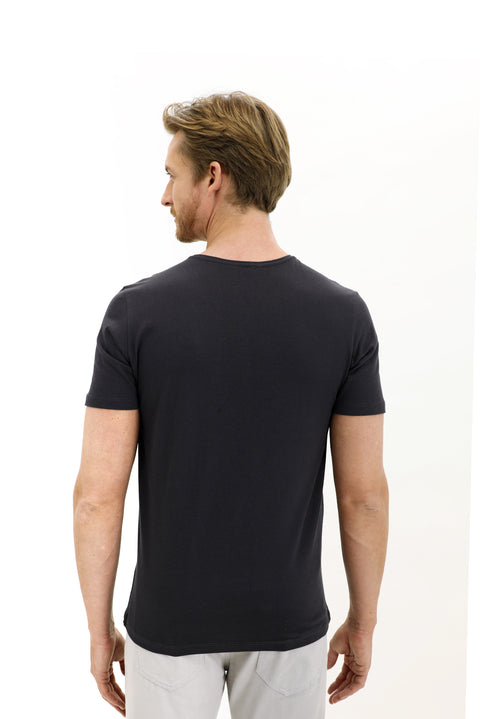 Orta Antrasit V Yaka Slim Fit Dar Kesim Pamuk Tişört