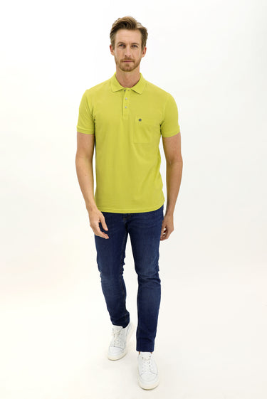 Lime Cepli Polo Yaka Regular Fit Nakışlı Pamuk Tişört