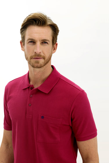 Vişne Cepli Polo Yaka Regular Fit Pamuk Tişört