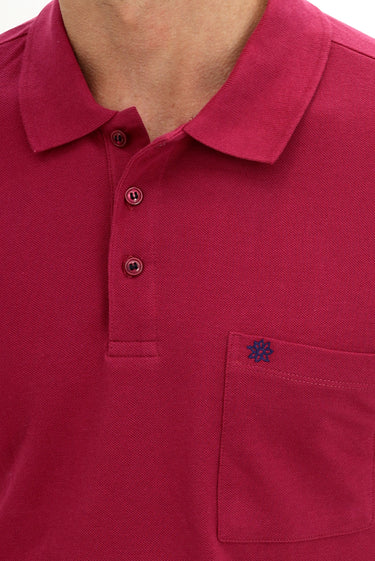 Vişne Cepli Polo Yaka Regular Fit Pamuk Tişört