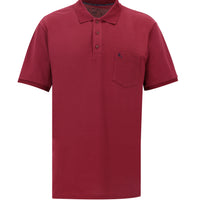 Şarap Bordo Cepli Polo Yaka Regular Fit Nakışlı Pamuk Tişört