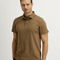 Cinnamon Polo Collar Regular Fit Cotton T-shirt