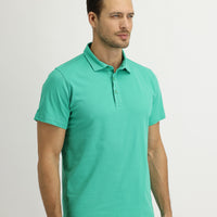 Koyu Yeşil Polo Yaka Regular Fit Pamuk Tişört
