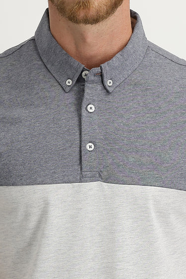 Orta Gri Melanj Polo Yaka Regular Fit Desenli Pamuklu Tişört