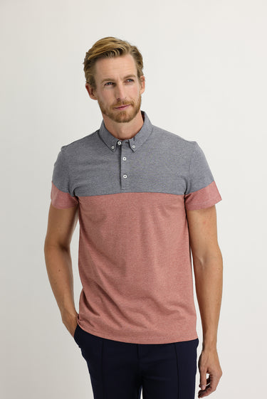 Açık Bordo Polo Yaka Regular Fit Desenli Tişört