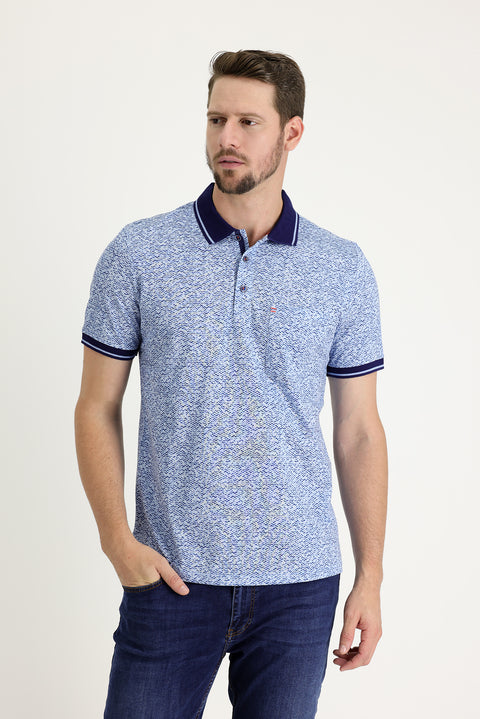 Mavi Polo Yaka Slim Fit Baskılı Tişört