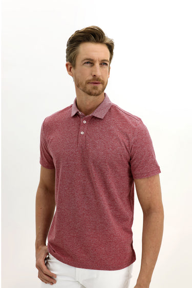 Açık Bordo Polo Yaka Regular Fit Desenli Pamuk Tişört