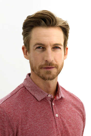 Açık Bordo Polo Yaka Regular Fit Desenli Pamuk Tişört