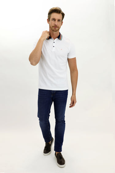 Beyaz Büyük Beden Polo Yaka Tişört