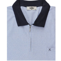 Blue Plus Size Polo Shirt Regular Fit Zip-Up