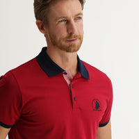 Açık Bordo Polo Yaka Slim Fit Dar Kesim Desenli Tişört