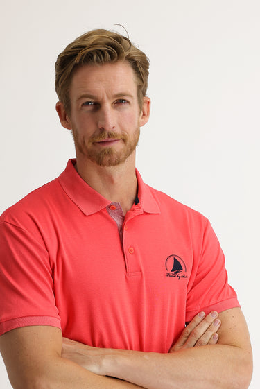 Nar Çiçeği Polo Yaka Slim Fit Dar Kesim Desenli Tişört