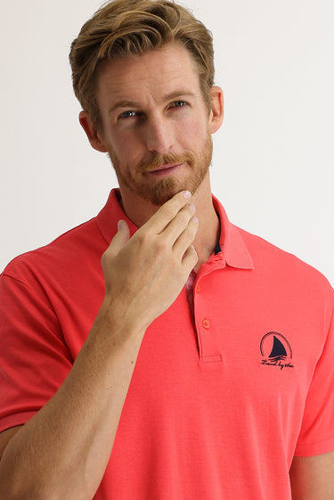 Nar Çiçeği Polo Yaka Slim Fit Dar Kesim Desenli Tişört