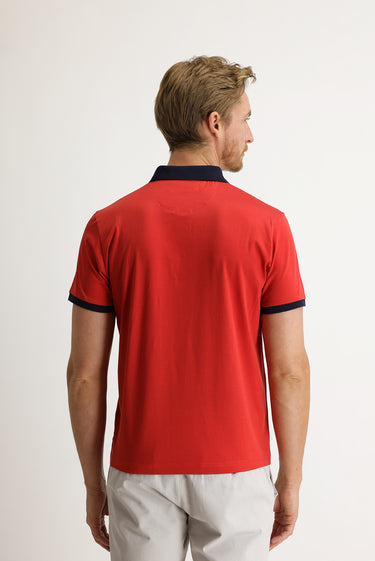 Kiremit Polo Yaka Slim Fit Dar Kesim Desenli Tişört