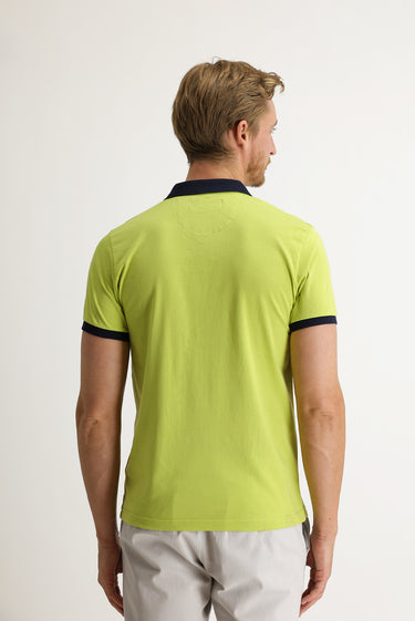 Çağla Yeşili Polo Yaka Slim Fit Dar Kesim Desenli Tişört