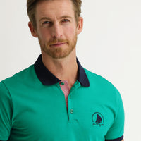 Forest Green Polo Collar Slim Fit Patterned T-shirt