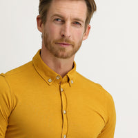 Hardal Polo Yaka Slim Fit Dar Kesim Gömlek Tişört