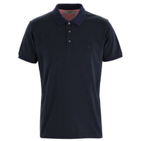 Siyah Polo Yaka Slim Fit Dar Kesim Desenli Pamuk Tişört