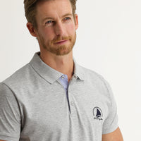 Orta Gri Polo Yaka Slim Fit Dar Kesim Desenli Pamuk Tişört