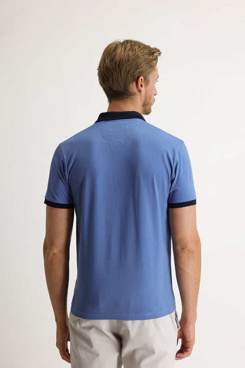 Kırık Beyaz Polo Yaka Slim Fit Dar Kesim Desenli Pamuk Tişört