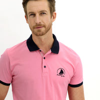 Şeker Pembe Polo Yaka Slim Fit Dar Kesim Desenli Pamuk Tişört