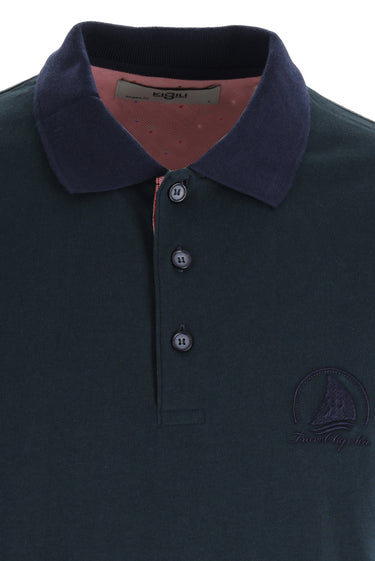 Nefti Polo Yaka Slim Fit Dar Kesim Desenli Pamuk Tişört