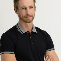 Orta Lacivert Polo Yaka Slim Fit Dar Kesim Pamuk Tişört