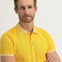 Koyu Sarı Polo Yaka Slim Fit Dar Kesim Pamuk Tişört