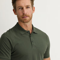 Military Khaki Polo Neck Slim Fit Embroidered T-Shirt