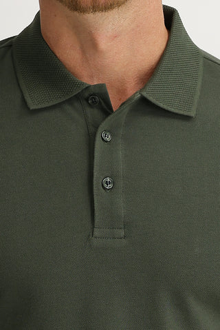 Asker Haki Polo Yaka Slim Fit Dar Kesim Tişört