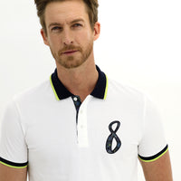 Ekru Polo Yaka Slim Fit Dar Kesim Desenli Pamuk Tişört