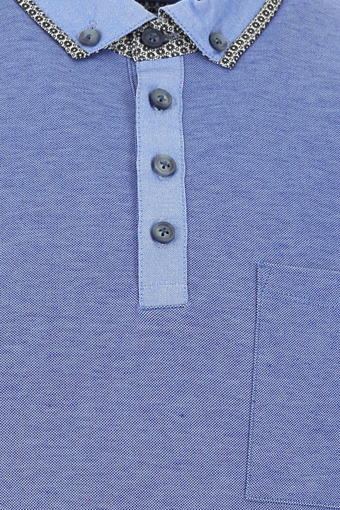Navy Blue Polo Collar Slim Fit Narrow Cut T-Shirt