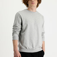Orta Gri Melanj Bisiklet Yaka Pamuklu Sweatshirt