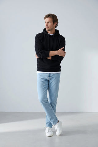 Siyah Regular Fit Kapüşonlu Pamuklu Sweatshirt