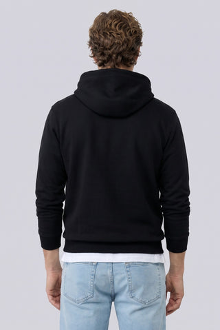 Siyah Regular Fit Kapüşonlu Pamuklu Sweatshirt