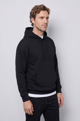 Siyah Kapüşonlu Oversize Pamuklu Sweatshirt