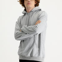 Açık Gri Melanj Kapüşonlu Oversize Pamuklu Sweatshirt